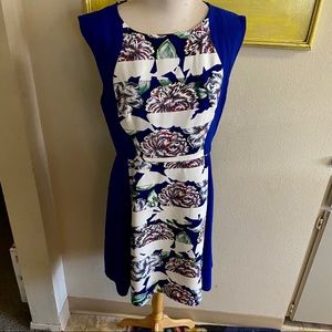 French connection dress blue floral 10 good cond